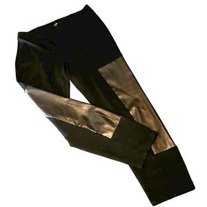 Yest Black Leggings with Faux Leather Inserts